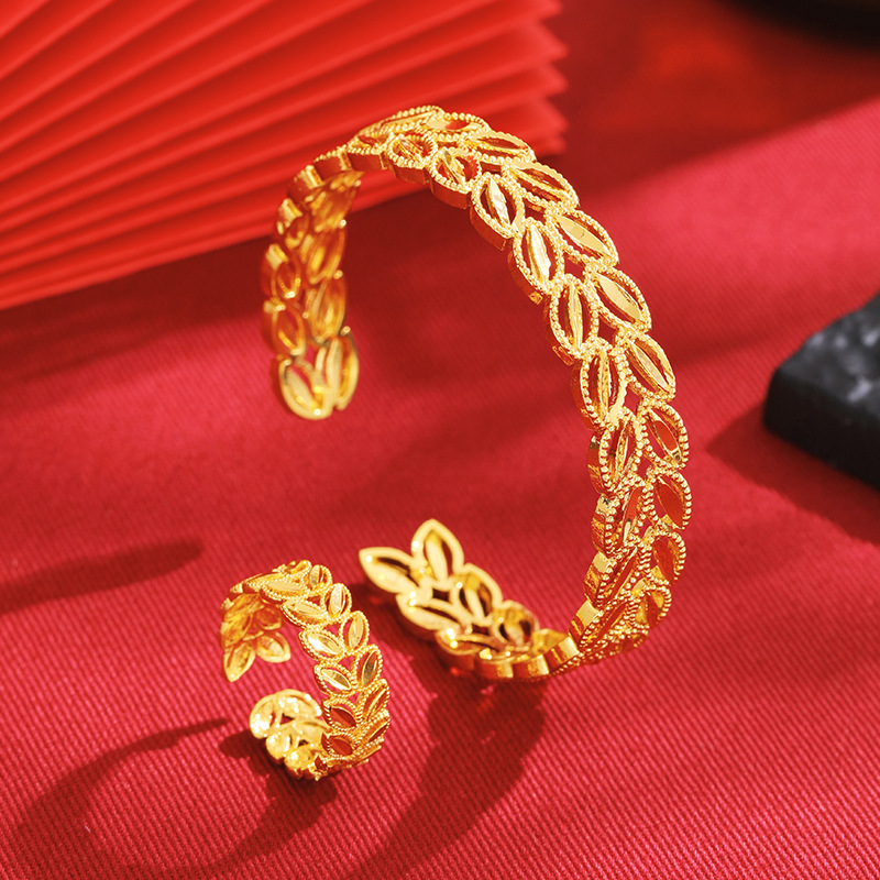 Vietnam oro trigo oído abierto hueco anillo pulsera joyería de las mujeres Internet celebridad mismo amor hoja suministro al por mayor