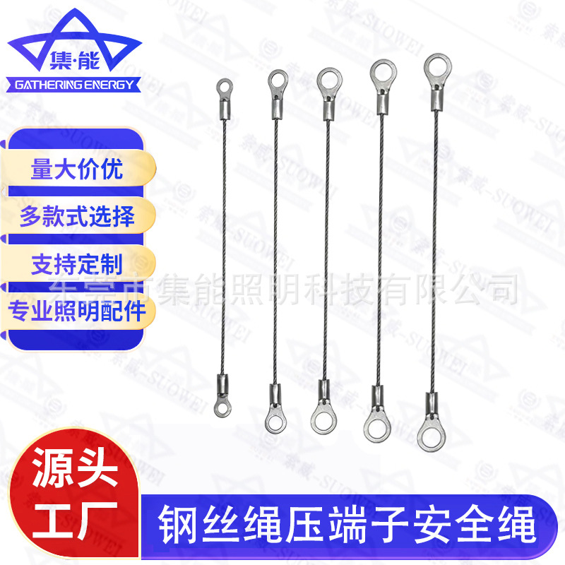 两头吊耳铜端子钢丝绳吊绳轻量挂绳灯具广告牌监控防坠保险钢丝绳