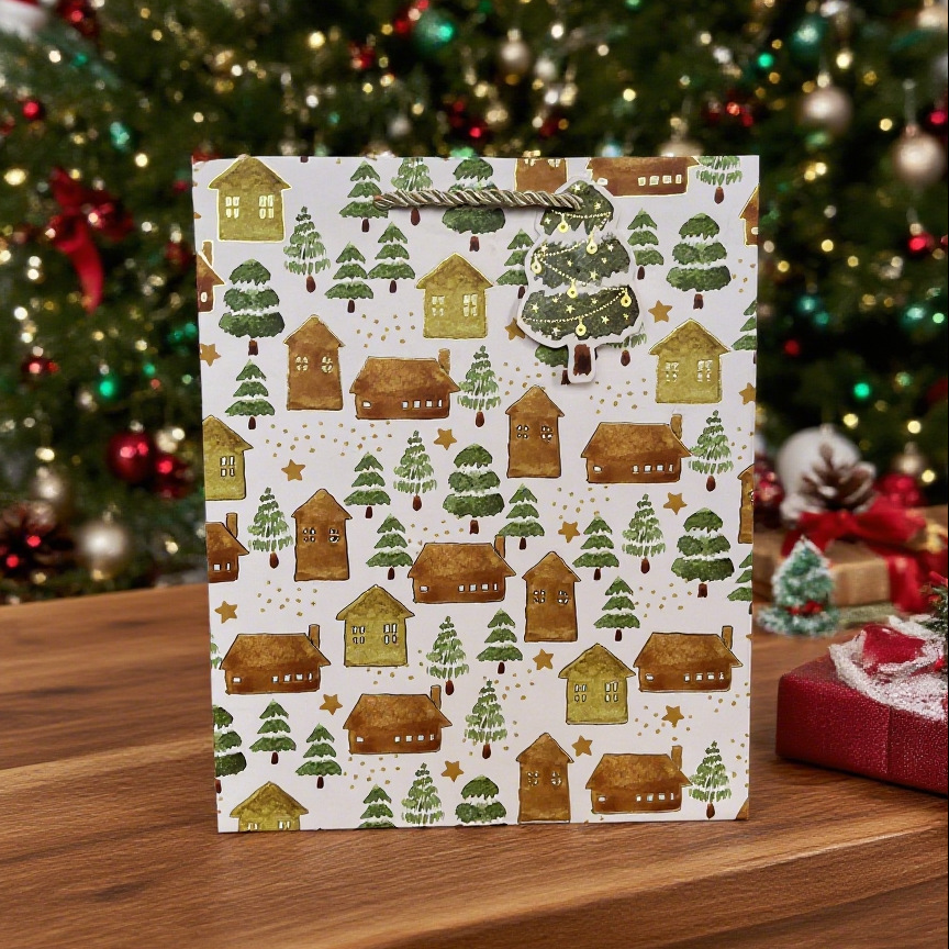 FH-22011-L新款现货烫金圣诞礼品袋纸袋 卡通圣诞节手提袋批发跨