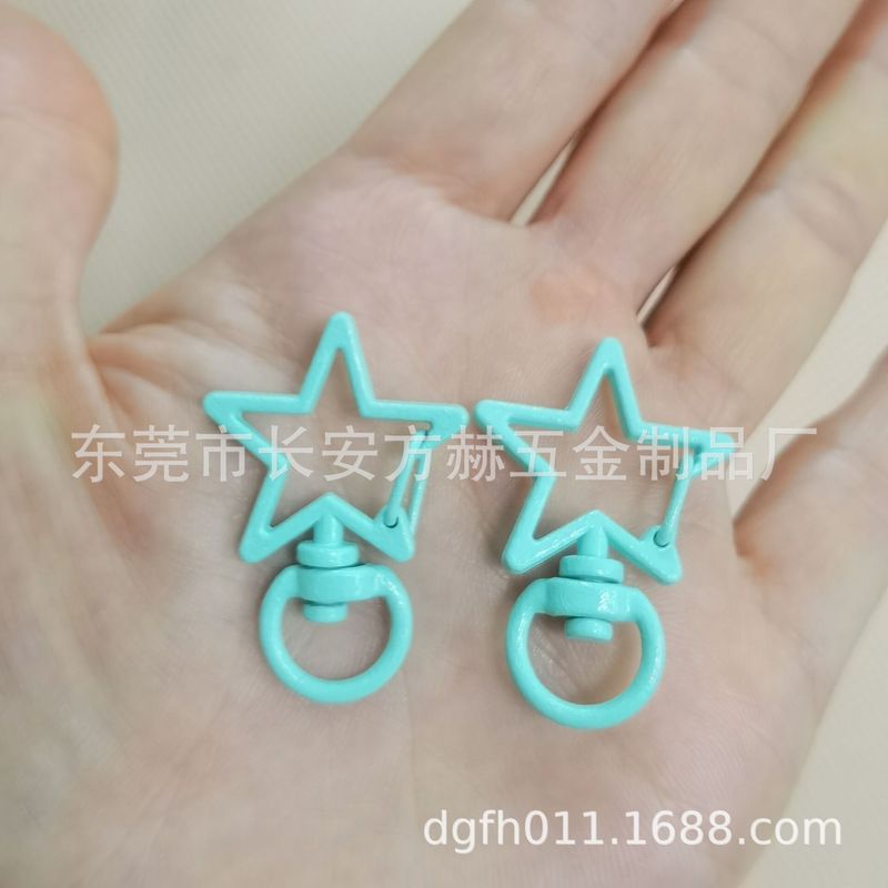 Diyアクセサリーのキーホルダーカラー塗装金属犬ボタン五角星形マスクチェーンキャンディー色キーホルダー|undefined