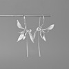 Genuine earrings, 925 sample silver, Chinese style, orchid, flowered