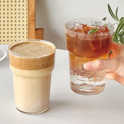 Ins Slim Ice American Coffee Cup High Borosilicate Heat Resistant Glass Drinking Cup Latte Juice Milk Tea Cup