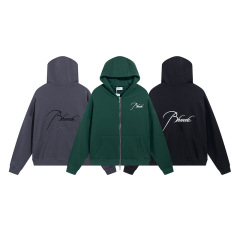 Rhudeアメリカ式高街潮牌男女同型アルファベット刺繍ゆるい毛輪フード付きカーディガンコート