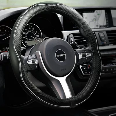 cover, Steering wheel cover - o-type-nappa-leather-black-line-white-stripes-38cm