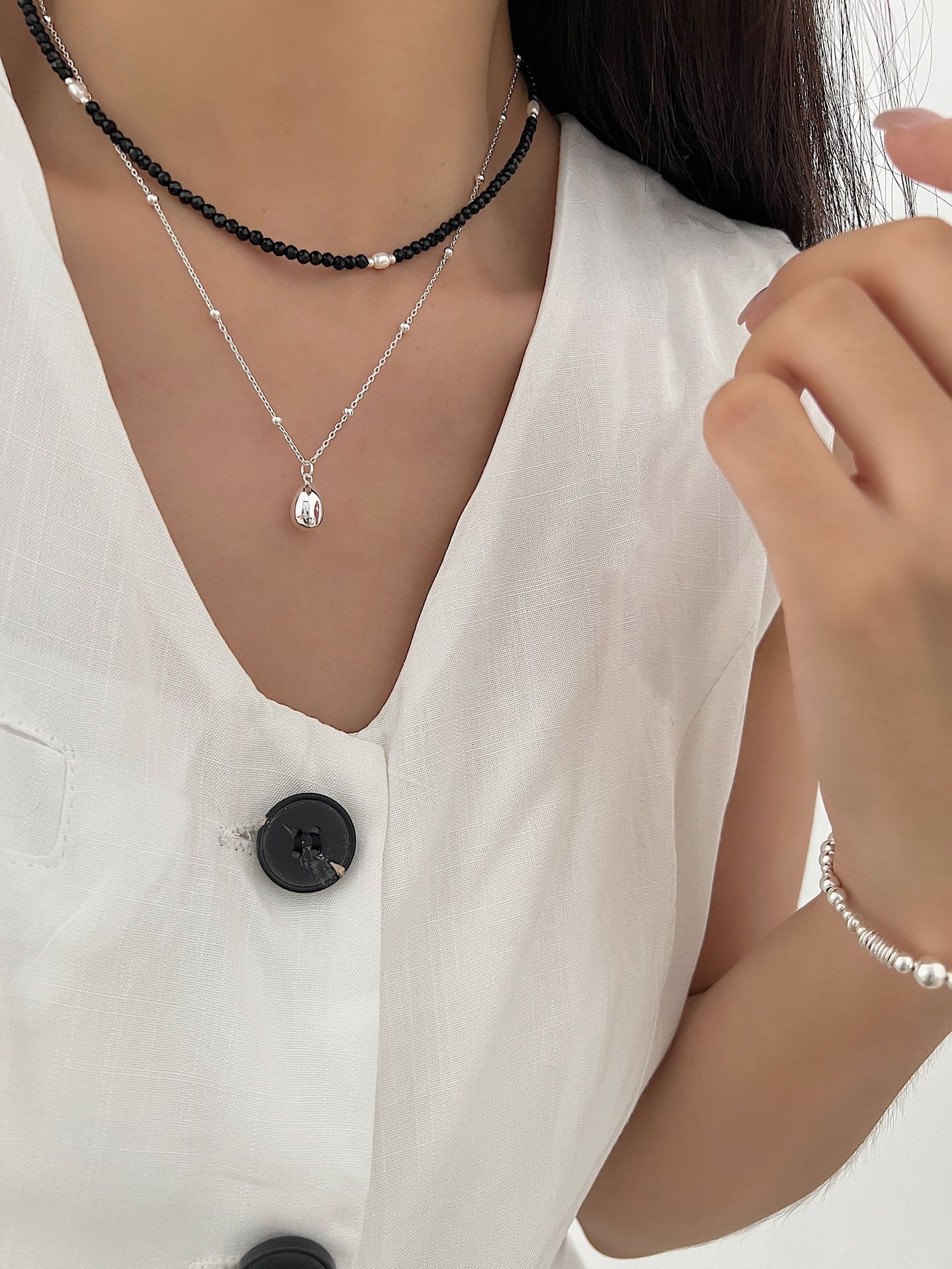 6g Weight 925 Sterling Silver Pendant Material 925 Sterling Silver Plating Water Droplets Pendant Necklace