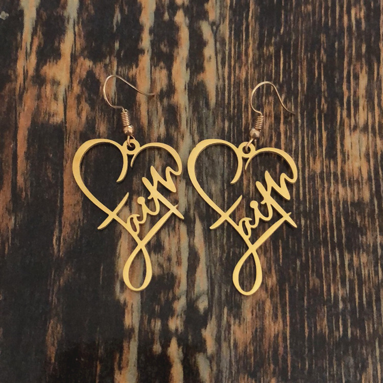 8g Weight Earrings Event & Party Supplies 1 Pair Fashion Cross Letter Heart Shape Stainless Steel Patchwork Drop Earrings