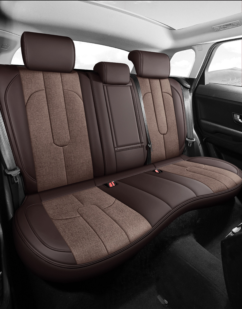 Car Seat Cover for Peugeot 308S 508L 2008 4008 5008, All-Season Leather and Linen Full Surround Seat Cover