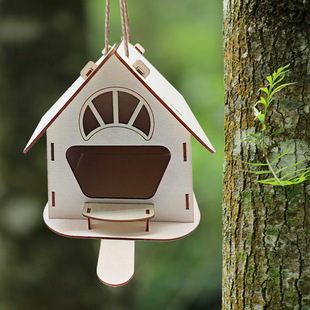 Cross-Border Spot Hanging Wooden Bird Cage Decoration Wooden Outdoor Garden Hanging Bird Nest Bird Cage Bird Feeder Handmade