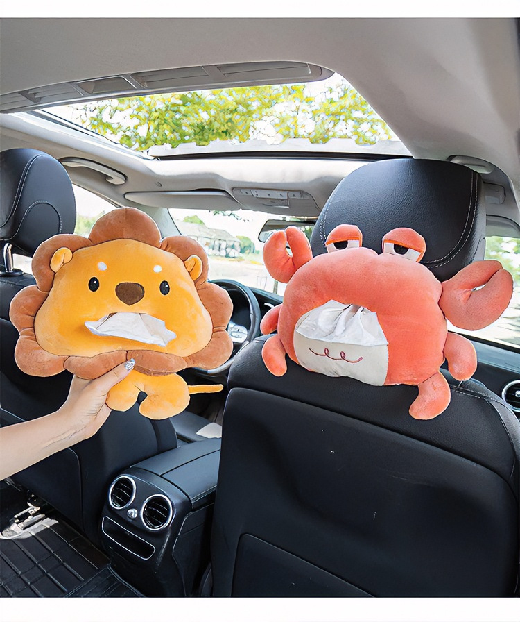 Creative Cartoon Hanging Car Tissue Box, Cute Internet-Famous Car Tissue Holder for Men and Women