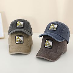春秋新款水洗兒童鴨舌帽韓版卡通做舊寶寶遮陽帽挖掘機刺繡棒球帽