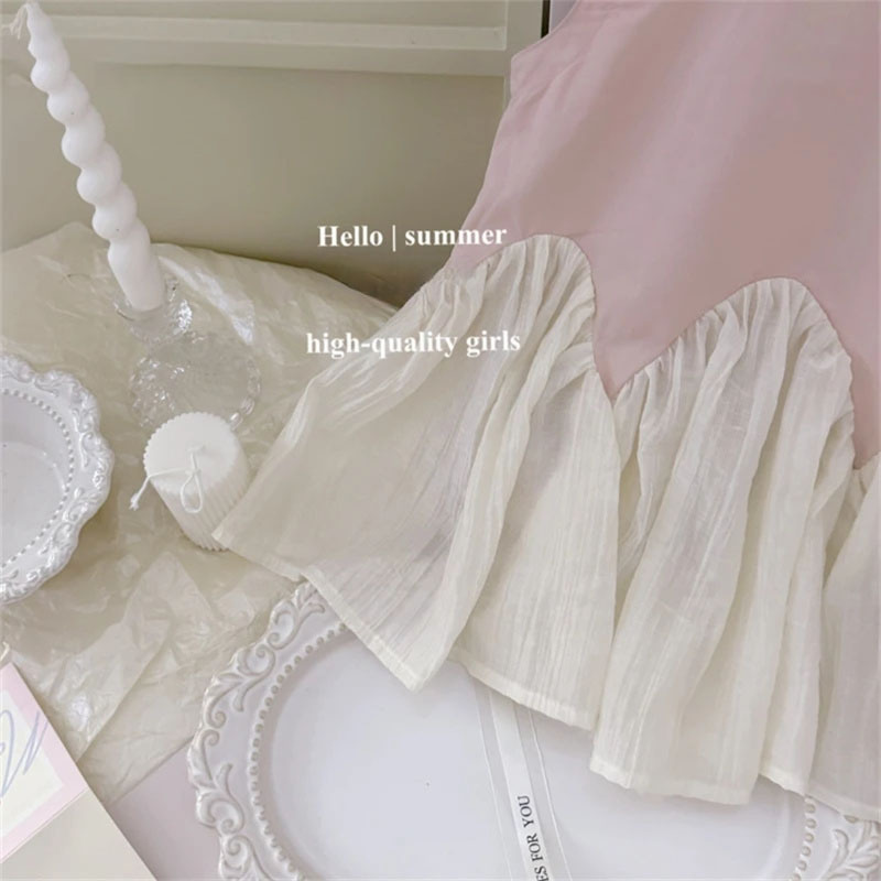 Qixibaby ballet estética coreana ropa infantil niñas falda de cola de sirena encaje diseño de costura vestido de princesa