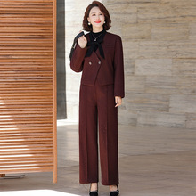 中年妈妈春秋休闲两件套中年秋冬小香风西装外套时尚上衣百塔套装