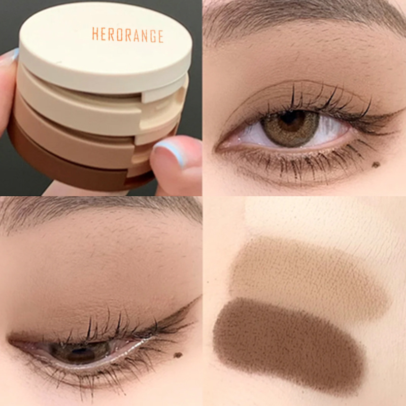 Send mail package~HERORANGE light wind floating three color eye shadow plate three layers sandwich convenient pearlescent matte fine flash