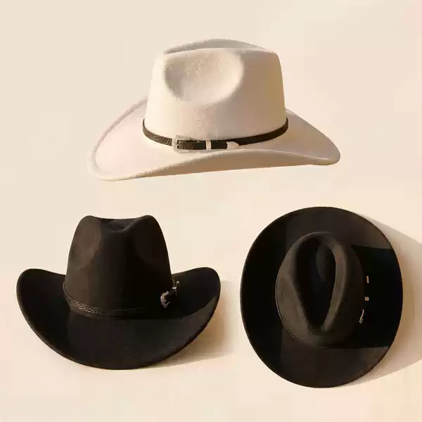 Cross-Border European and American Style Foreign Trade Western Cowboy Hat, Large-Brimmed Woolen Hat, Ethnic Style Riding Hat, Outdoor Rolled-Brimmed Hat