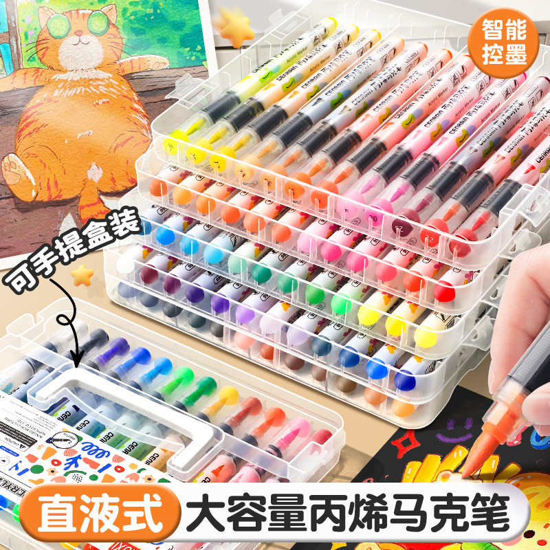 Líquido recto tipo blando acrílico marcador de pluma acuarela conjunto de color impermeable impermeable plegable pincel de pintura de color estudiantes de arte