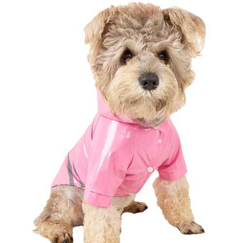 Amazon Dog Raincoat PU Reflective Strip Hooded Puppy Raincoat Teddy Bichon Pet Raincoat Factory Wholesale