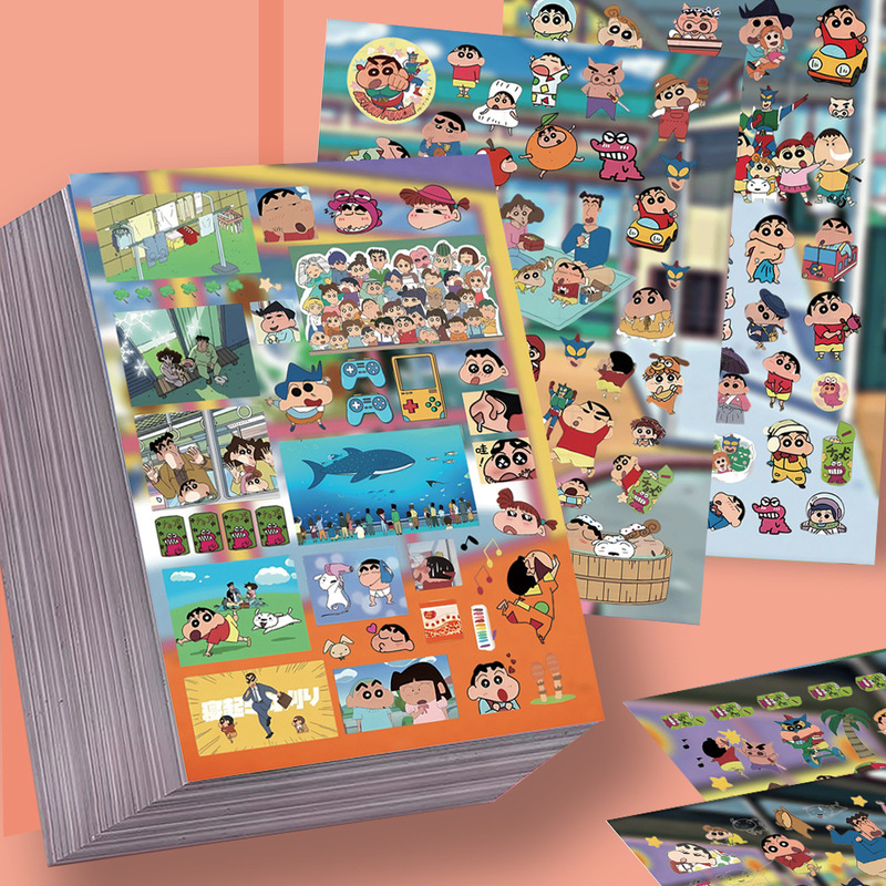8 Pieces of Crayon Shin-Chan Cut Film Stickers, Cute Cartoon Popular High-Value Decorative Ledger Material Waterproof Stickers