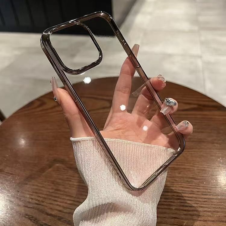 Marco de color sólido simple y transparente para funda para teléfono iphone16ProMax 14/13 Apple 15Pro Advanced Sense