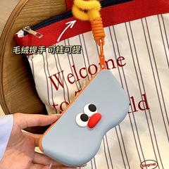 Cartoon cute portable silicone glasses bag contrasting color sunglasses sunglasses protective case hanging bag glasses box storage bag