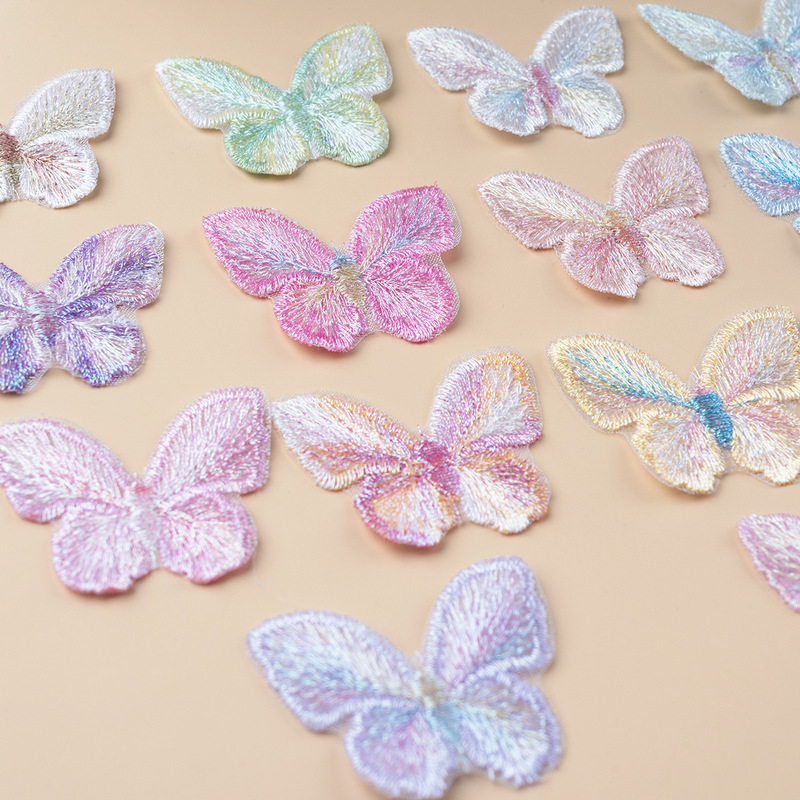 刺繍単層色糸蝶布ステッカー衣類アクセサリーデカール DIY ガーゼスカート漢服頭飾りオーガンザパッチステッカー|undefined