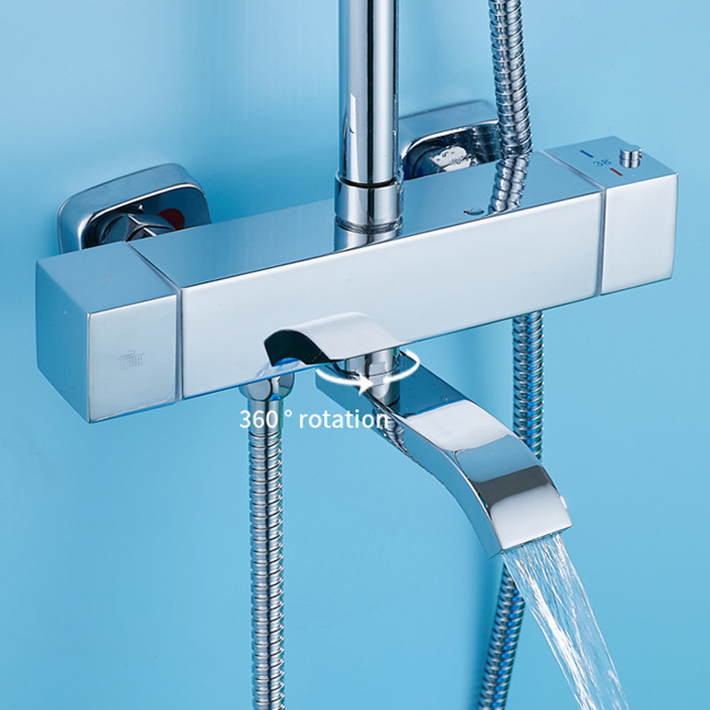 Ducha galvanizada de acero inoxidable con un botón de bloqueo térmico baño ducha de ducha de ducha de presión de baño de temperatura constante