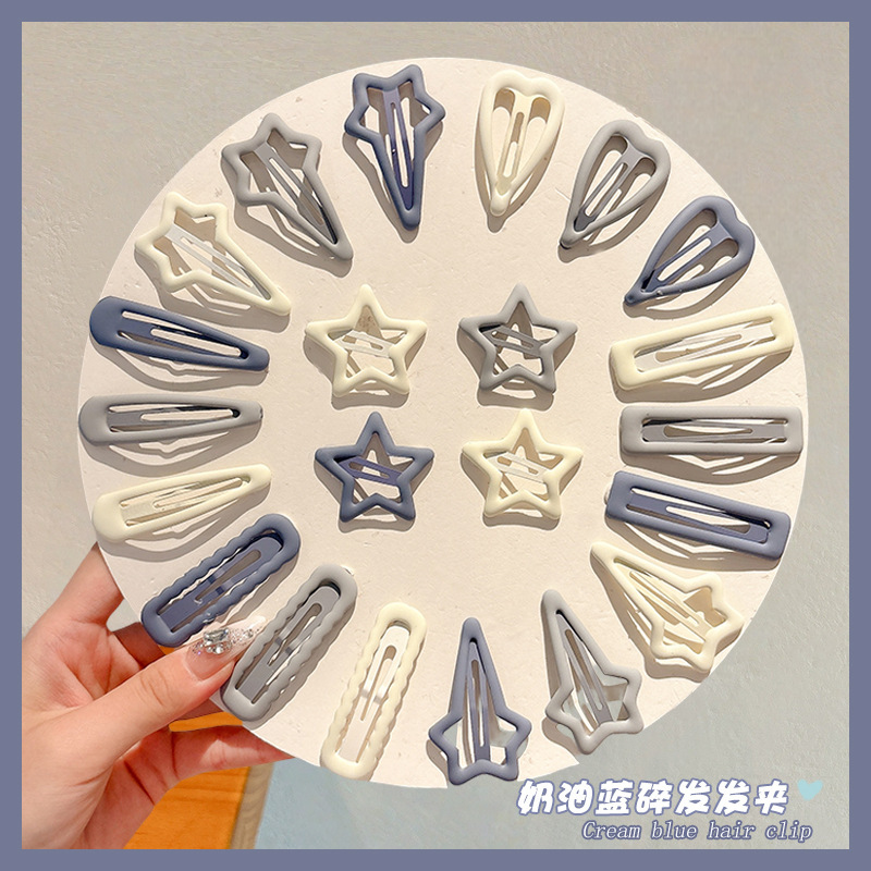 新款儿童发夹高级感气质奶油蓝刘海碎发侧边夹女简约百搭发卡批发|undefined