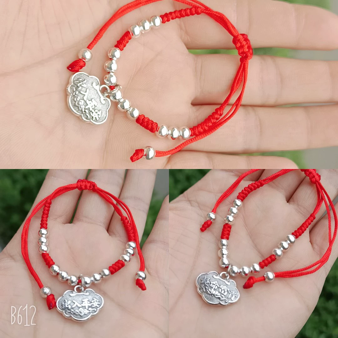 Woven Red Rope Bracelet, Miao/Tibetan Silver Alloy Charms, Ankle & Wrist, Multiple Styles