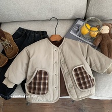 男童夹棉外套秋冬款2025洋气男孩加厚棉服小童冬装儿童棉袄两面穿