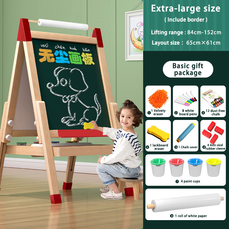 Tipo de soporte de pizarra pequeña para niños, aprendizaje en casa, escritura magnética de doble cara, dibujo, caballete de tablero de dibujo libre de polvo borrable