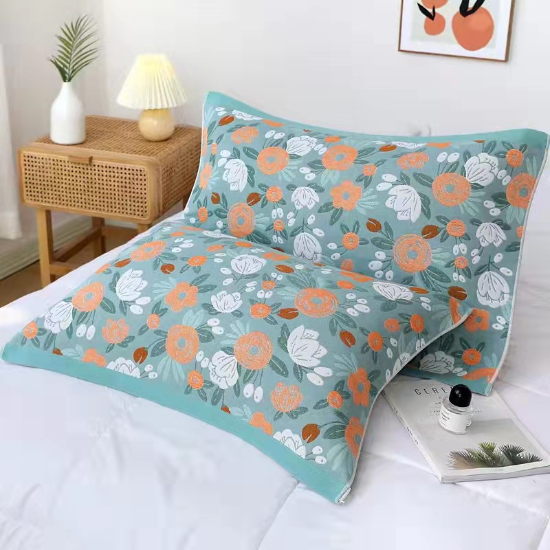 Eight-layer gauze cotton pillowcase household adult single pillowcase color woven jacquard all-season available soft wholesale