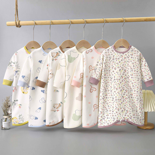 Infant sleeping bag 2024 spring and autumn new pure cotton Category A baby robe newborn anti-kick quilt sleepwear home clothes