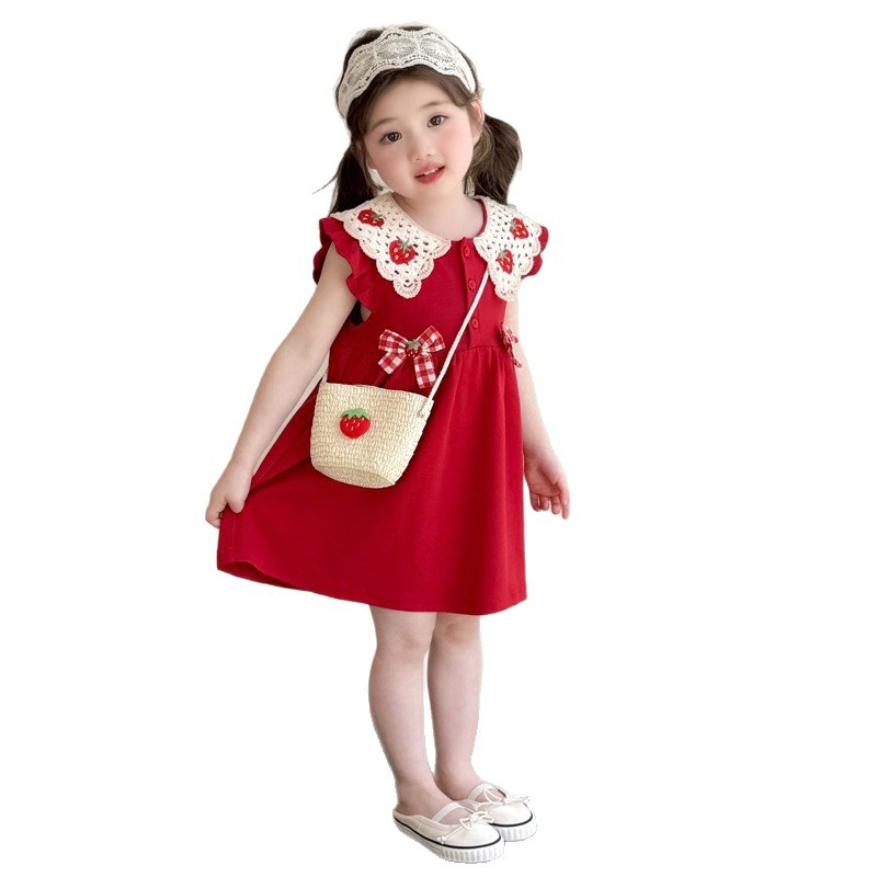 女の子ドレスサマードレス 2025 新しいスタイルベビーガールベストドレス子供の赤いお祝い 1 歳のドレス