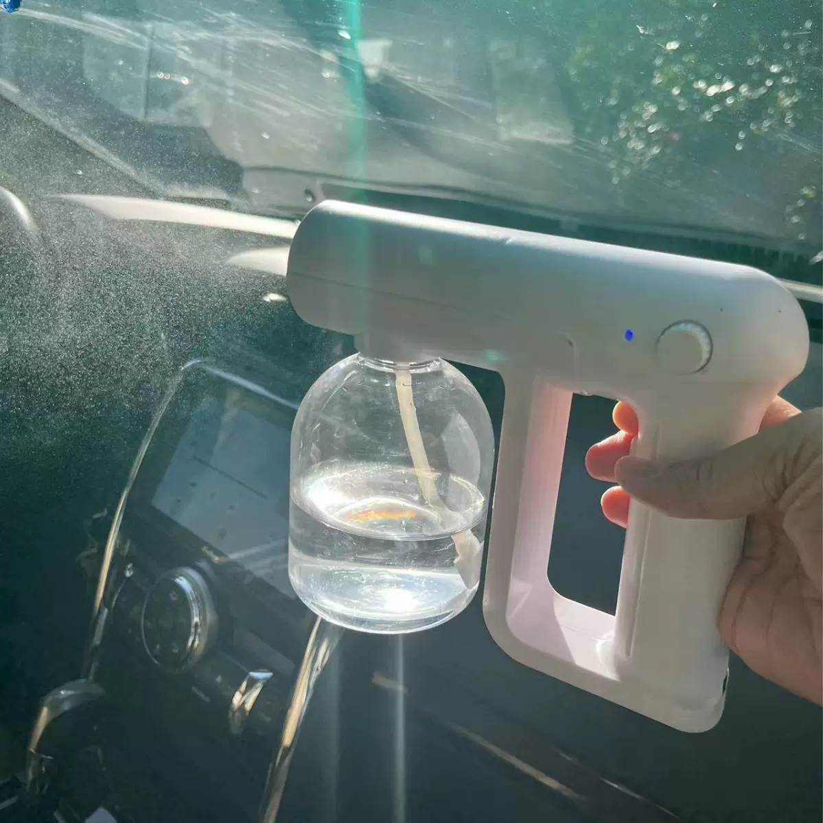 现货汽车室内手持加湿器喷雾枪 绿化自动加湿枪可装消毒液喷雾枪