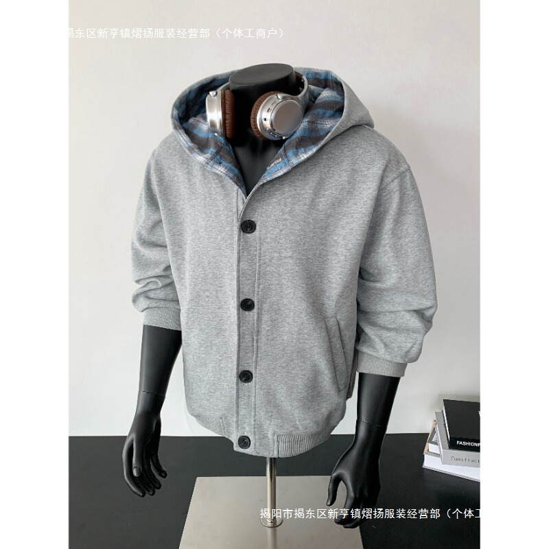 Japanese-Style Youth Hooded Sweatshirt Men's 2025 Spring and Autumn Trendy Cool Versatile Loose Oversized Cardigan Jacket