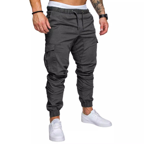 Workwear multi-pocket long pants for men, woven fabric casual pants, drawstring pants for men, all-year-round bulk items