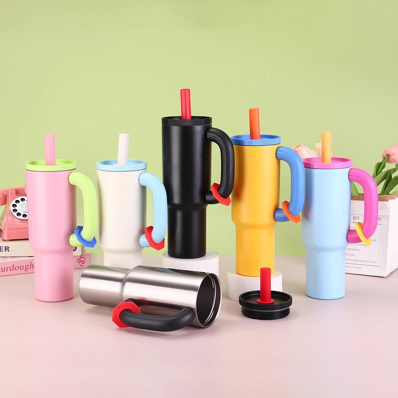 Cross-Border Dopamine Handle Car Cup Creative Portable Stainless Steel Thermos Cup Outdoor Car-Mounted Straw Ice Cup Cross-Border Dopamine Handle Car Cup Creative Portable Stainless Steel Thermos Cup Outdoor Car-Mounted Straw Ice Cup