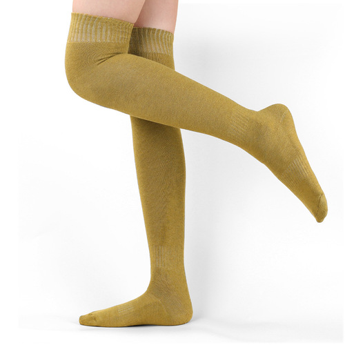 New autumn and winter long over-the-knee women's socks ins style solid color thickened terry medium socks warm high cotton socks