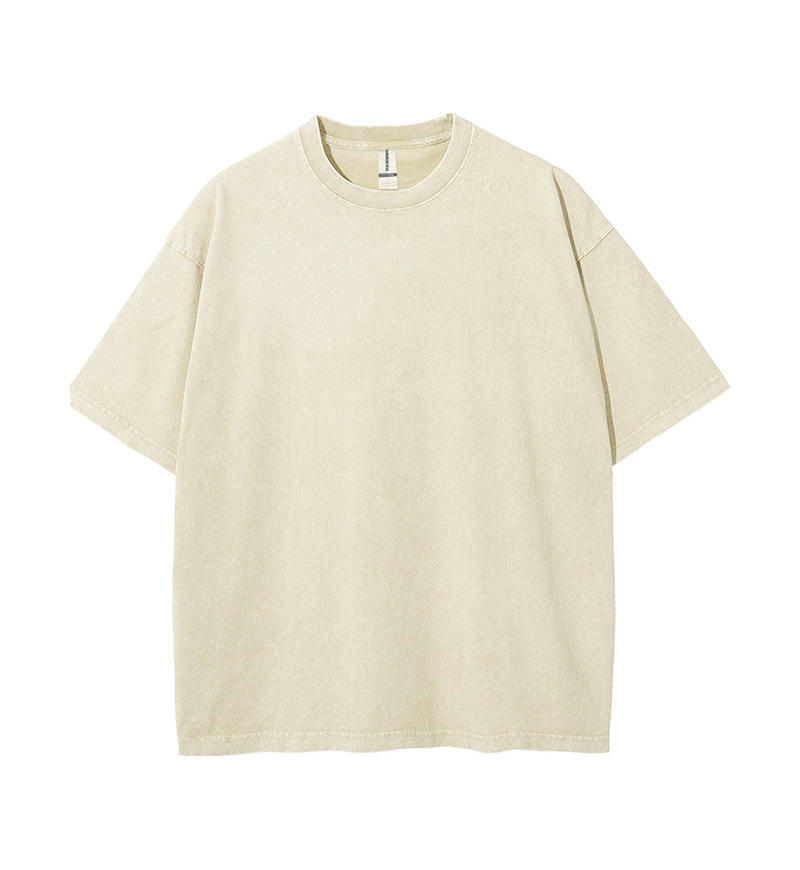 Transfronterizo europeo y americano pesado copo de nieve frito algodón retro lavado y viejo OVERSIZE camiseta de manga corta personalizada de marca de moda de bricolaje