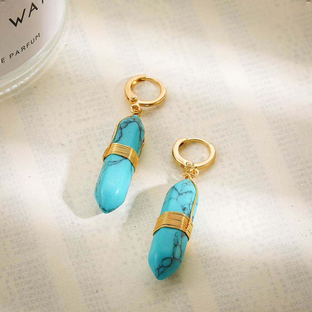 10g Weight Alloy Ear Needle Material Natural Stone Inlay Material Drop Earrings Classification 1 Pair Quantity Holiday, Daily Occasion Alloy Material Solid Color Pattern Women's Gender Inlay Design Simple Style, Classic Style Style 1 Pair Simple Style Classic Style Solid Color Inlay Alloy Natural Stone Drop Earrings 4