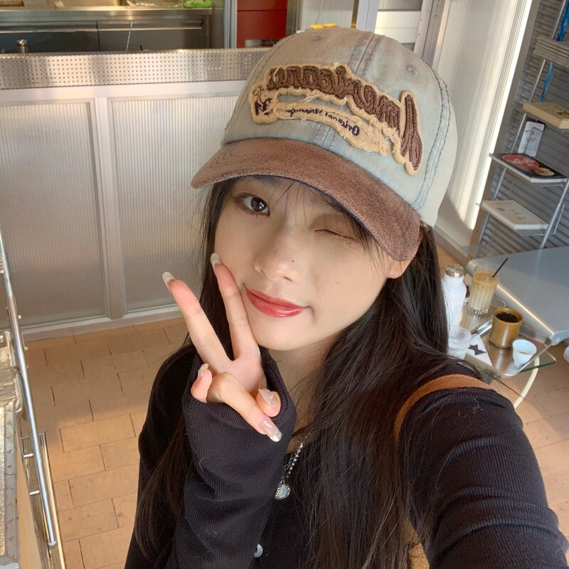 Retro Bomber ~ Grandma Chen makes old cowboy English baseball cap female personality color matching washed cap male Retro Bomber ~ Grandma Chen makes old cowboy English baseball cap female personality color matching washed cap male