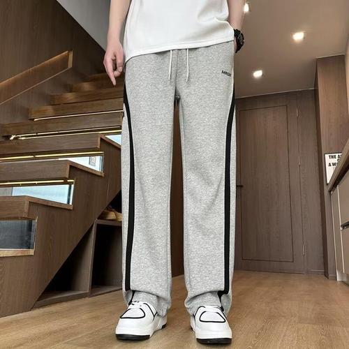 Men's Loose Straight Leg Youth Summer Thin Striped Ice Silk Weight Loss Sport Pants