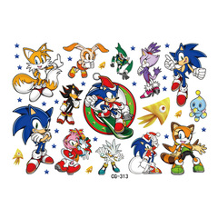Hedgehog Sonic tattoo sticker for kids, cartoon tattoo sticker for birthday party, water transfer tattoo sticker