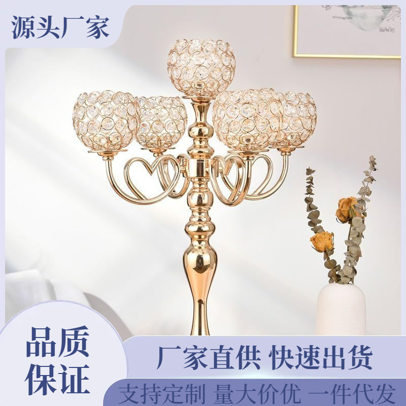 Nuevo candelabro de cinco cabezas estilo europeo lujo ligero creativo electrodeposición brillante decoración romántica para el hogar accesorios de boda