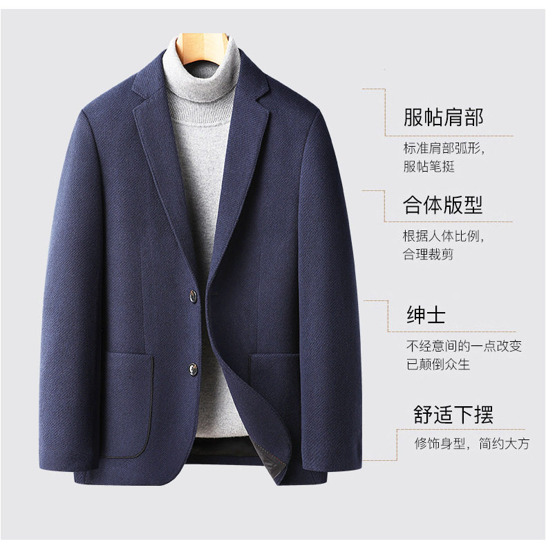 Áo vest nam dạ len dáng ôm hai cúc cổ vest tay dài — Màu be, Xanh tím than chi tiết 6