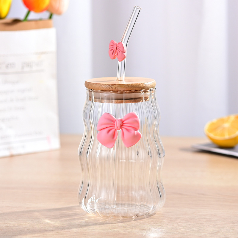 Vaso de vidrio de borosilicato de alta calidad, de una sola capa, con forma de nube y lazo multicolor, para agua, leche, té y café.