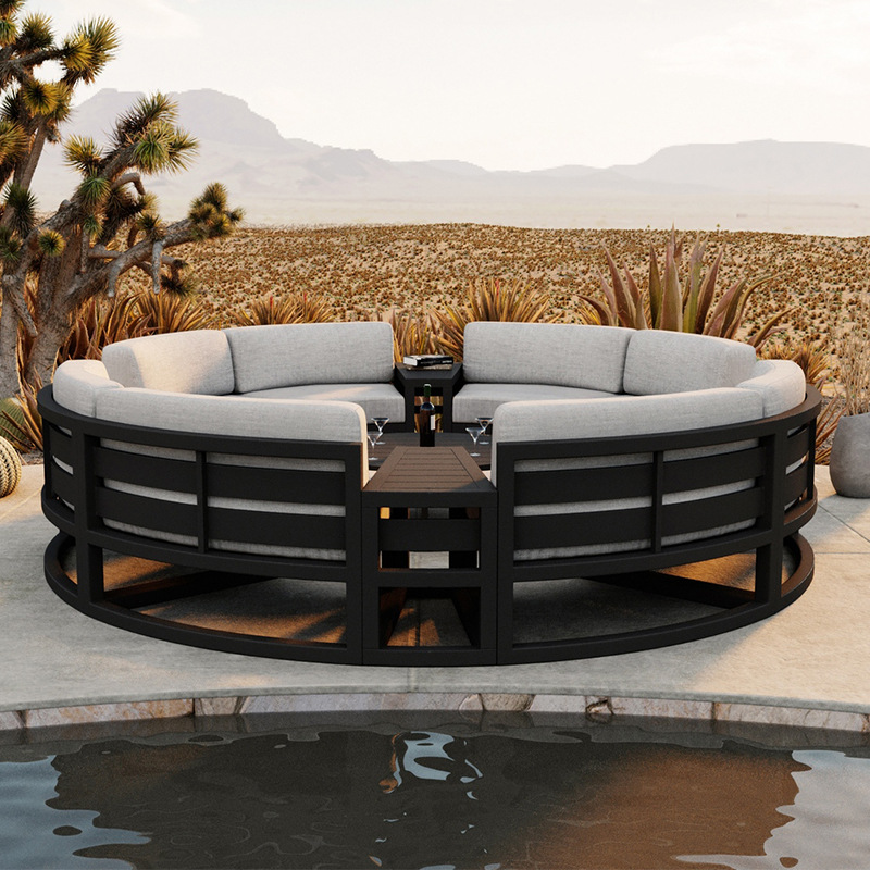 Sofá al aire libre patio villa jardín silla circular al aire libre combinación de muebles balcón al aire libre sofá de aluminio