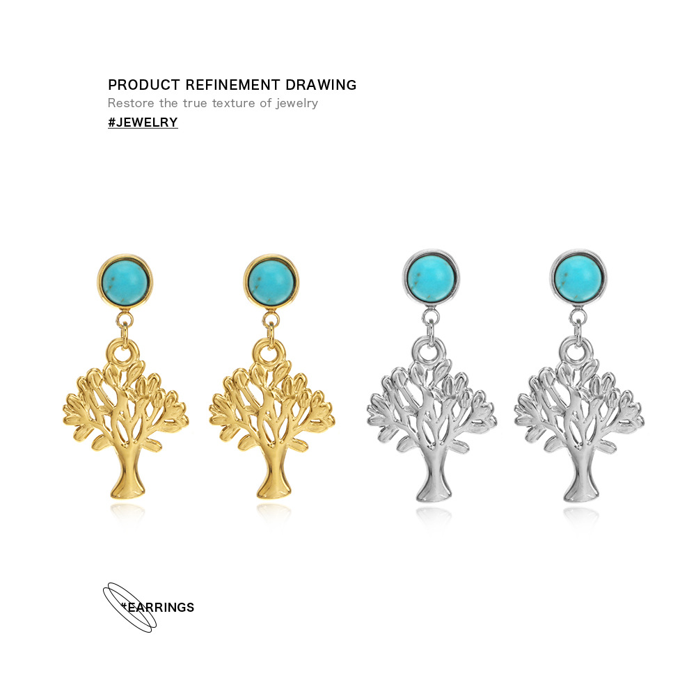 Fashion Leaf Stainless Steel Plating Drop Earrings 1 Pair