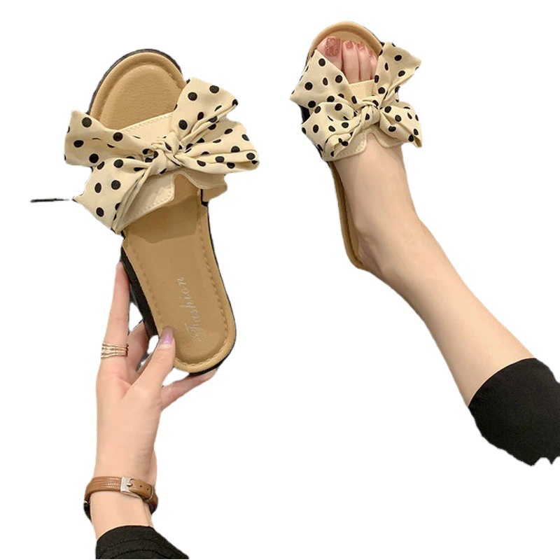 2024 летние новые тапочки с бантом верхняя одежда корейская Цветочная пляжная обувь сандалии женские сетчатые красные туфли на плоской подошве