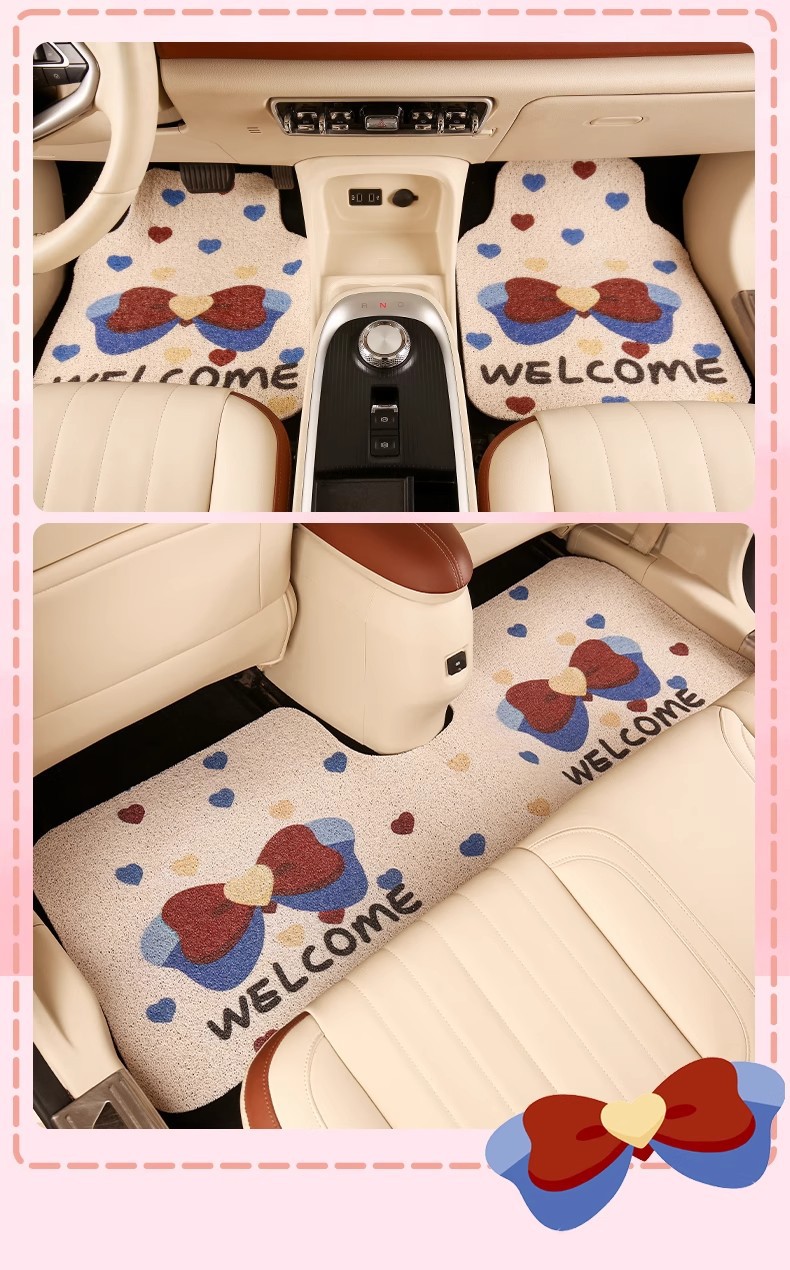 Cute Cartoon Car Floor Mat Silk Loop Single Piece High-End Car Interior Anti-Dirt Carpet Protective Mat Thickened Universal for Girls
