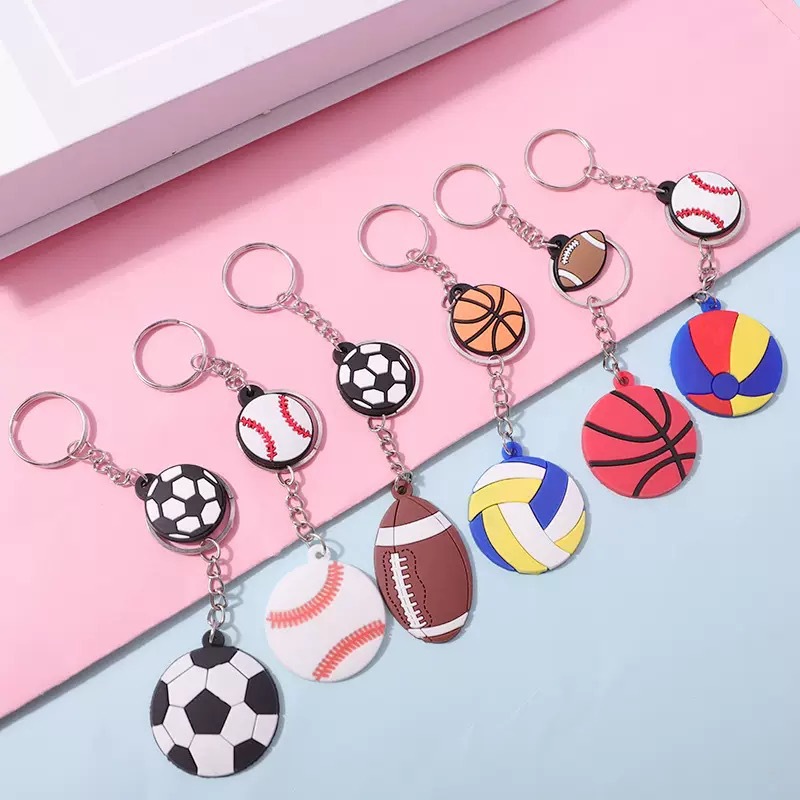 Llavero de fútbol, deportes, pelota, dibujos animados, PVC, goma suave, mochila escolar, accesorios de regalo, explosión transfronteriza de Amazon